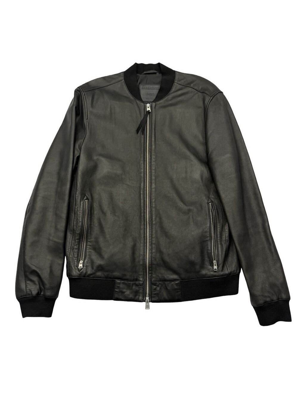 AllSaints Men's Niko Leather Bomber Jacket Black Size L